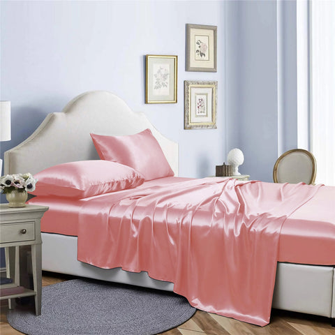 Bibb Home Silky Satin 4 Piece Sheet Set