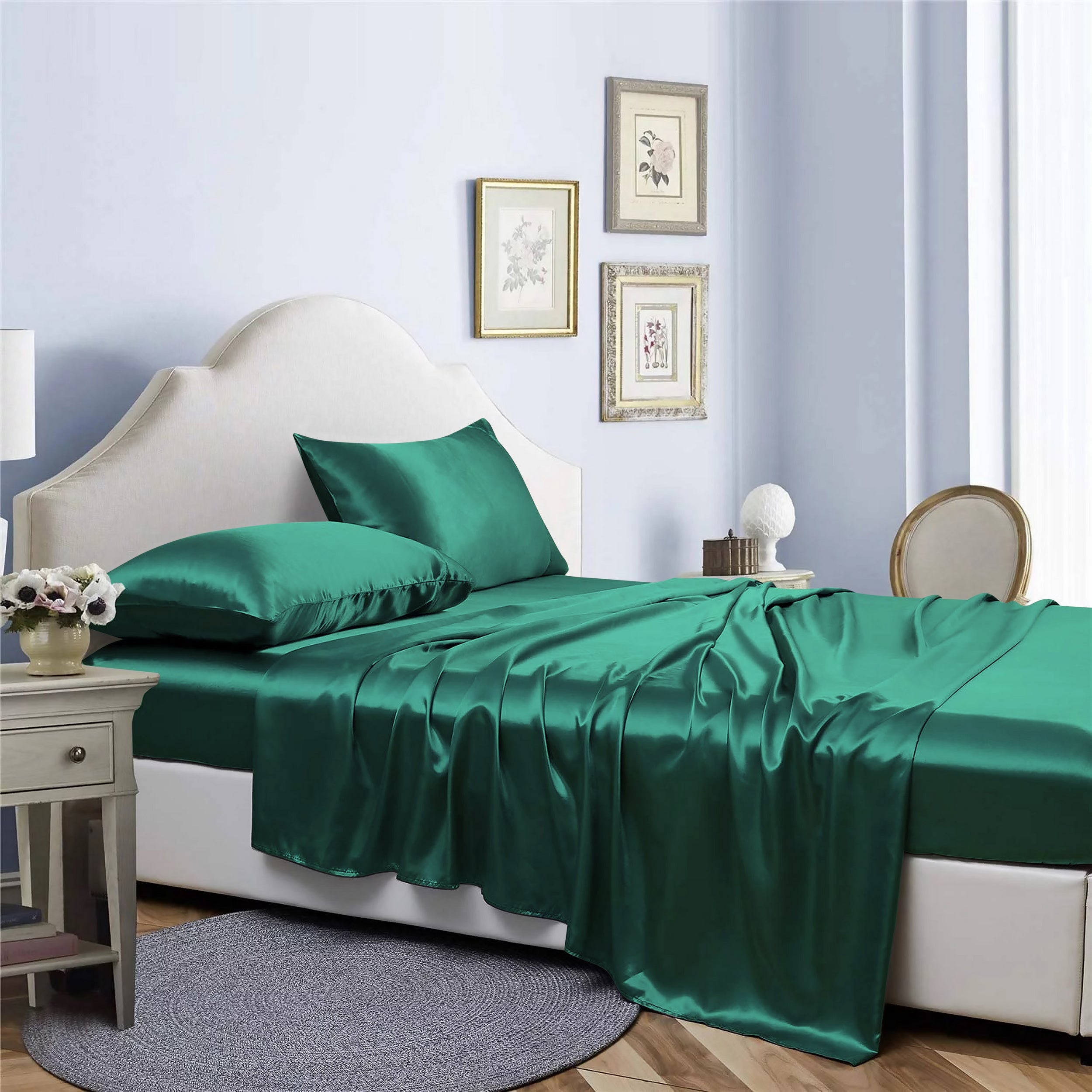  Bibb Home Bibb Home Silky Satin 4 Piece Sheet Set - California King - Bonton