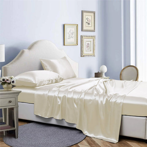 Bibb Home Silky Satin 4 Piece Sheet Set