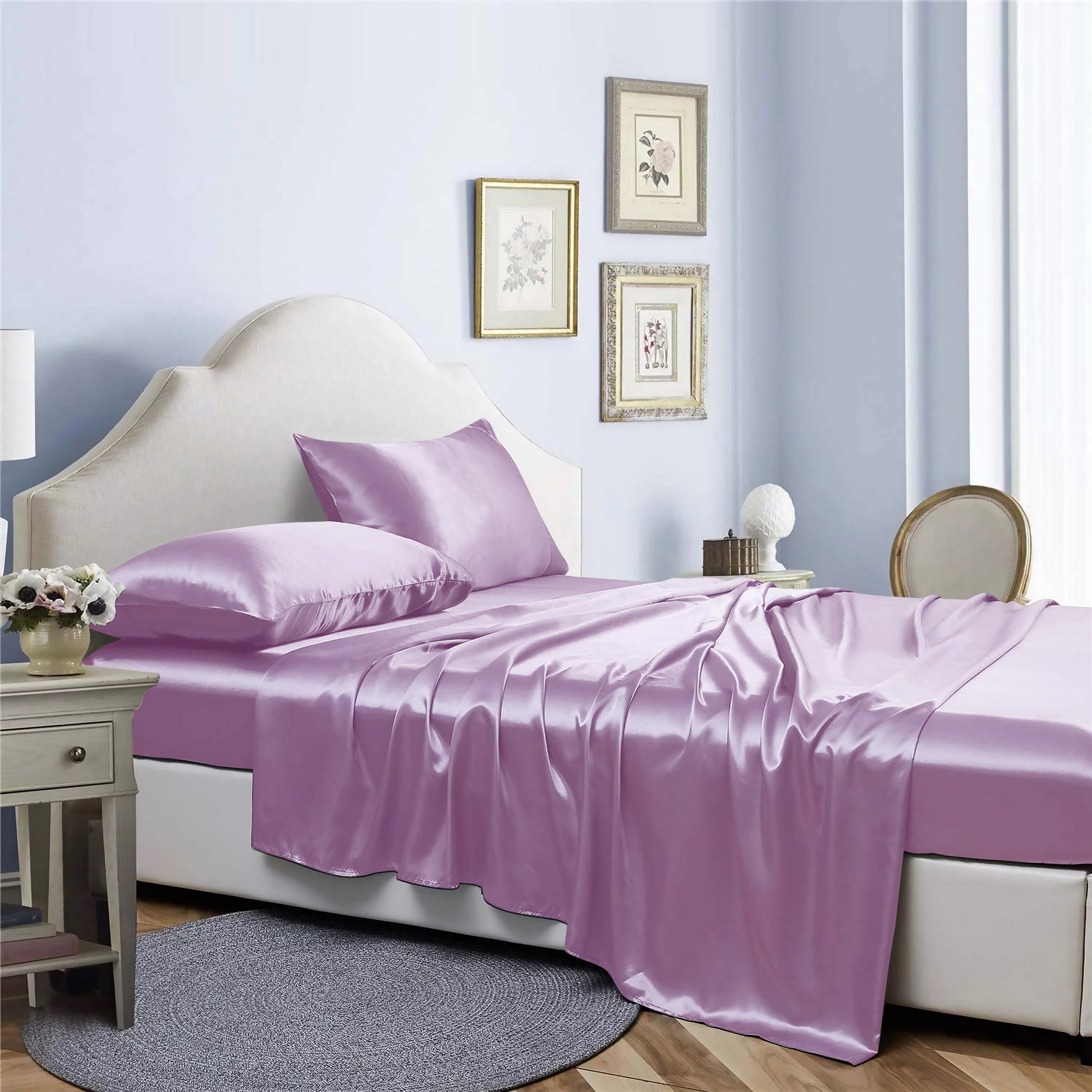  Bibb Home Bibb Home Silky Satin 4 Piece Sheet Set - California King - Bonton