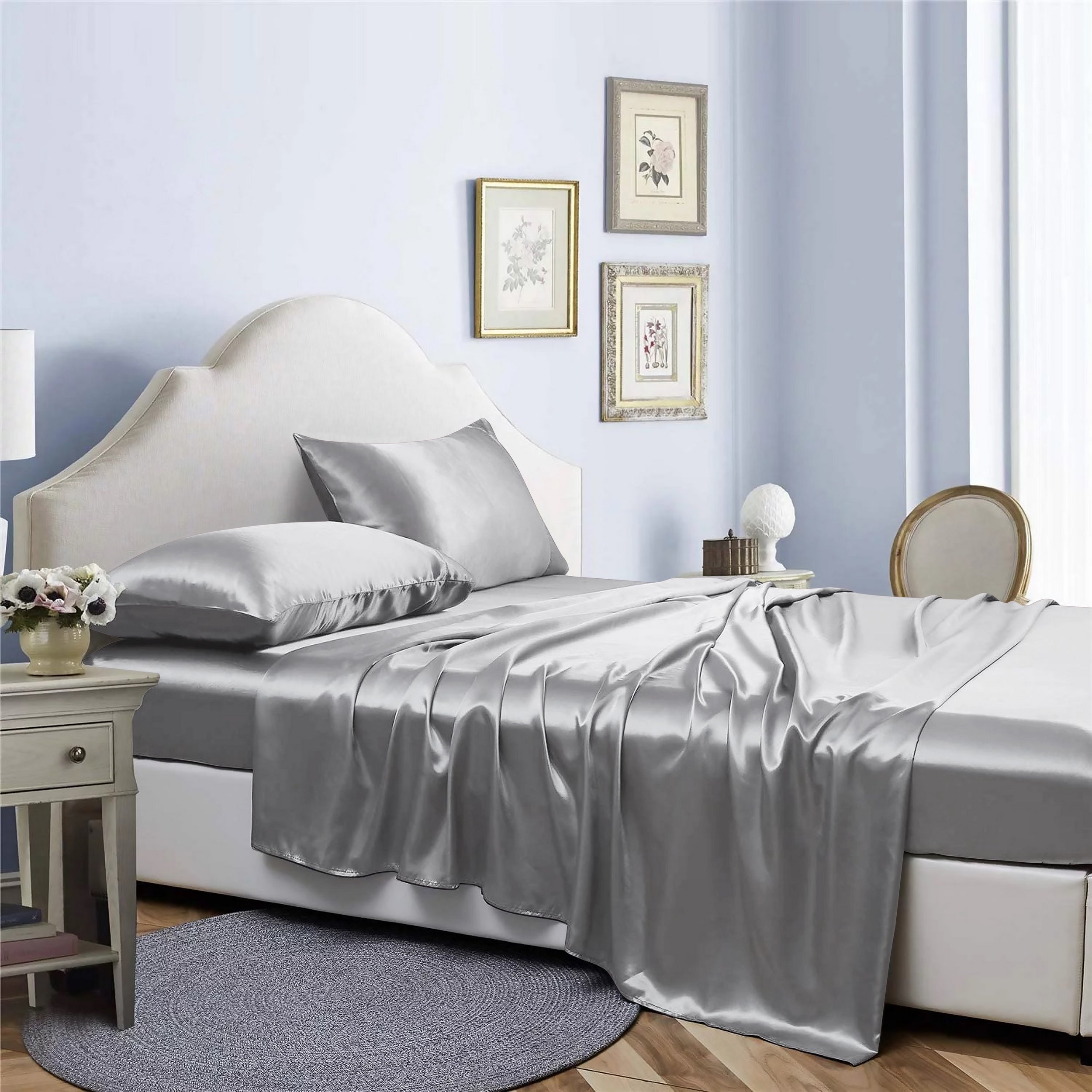  Bibb Home Bibb Home Silky Satin 4 Piece Sheet Set - California King - Bonton