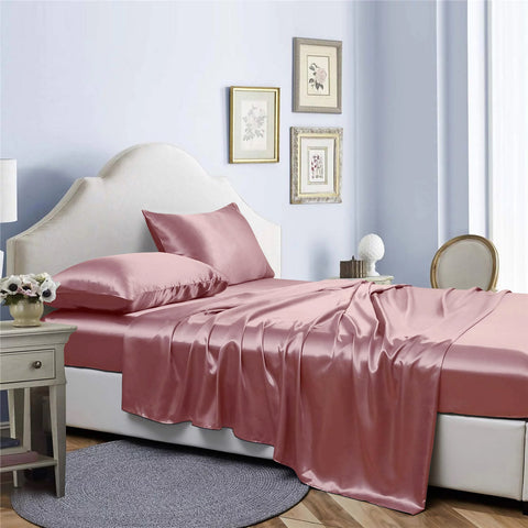 Bibb Home Silky Satin 4 Piece Sheet Set