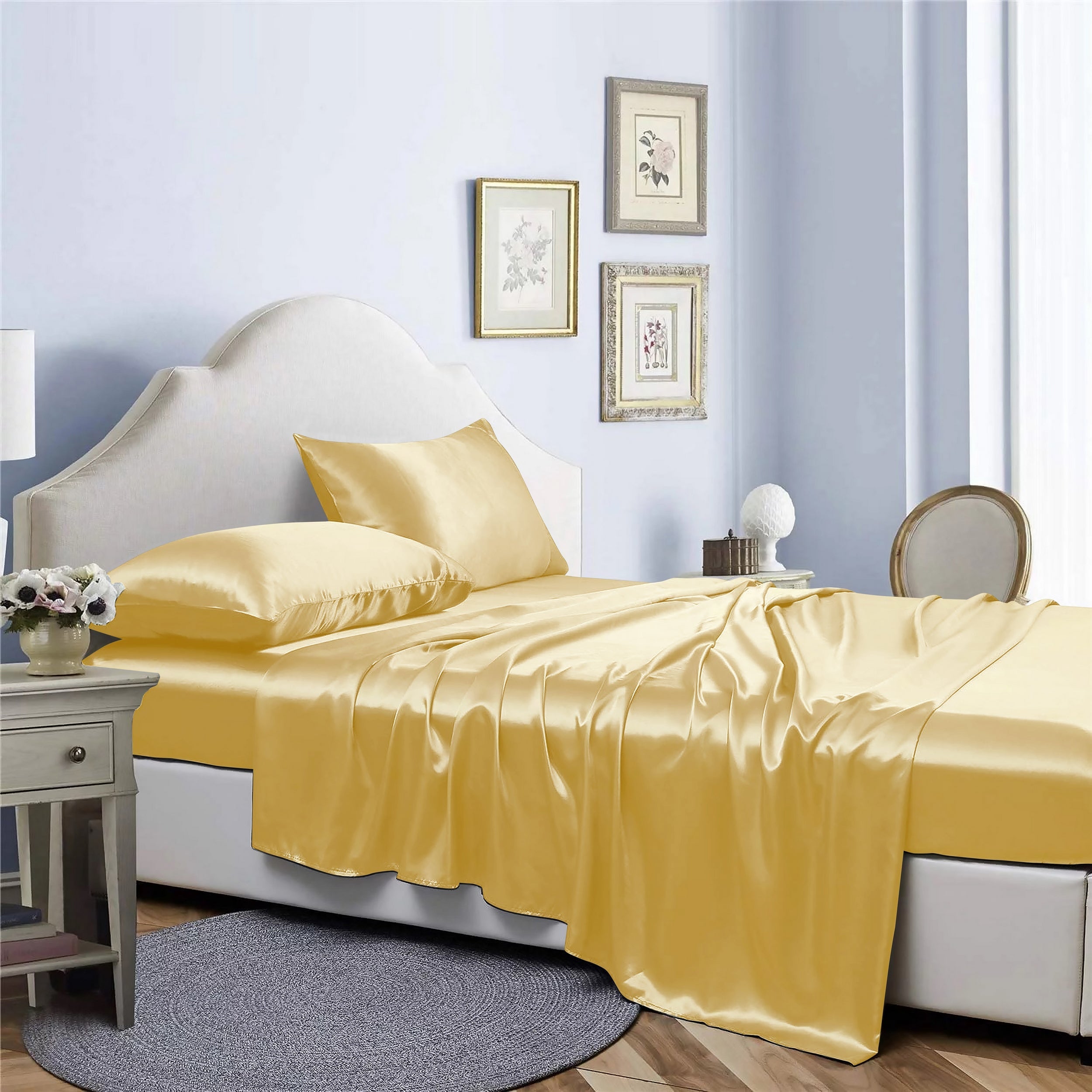  Bibb Home Bibb Home Silky Satin 4 Piece Sheet Set - California King - Bonton