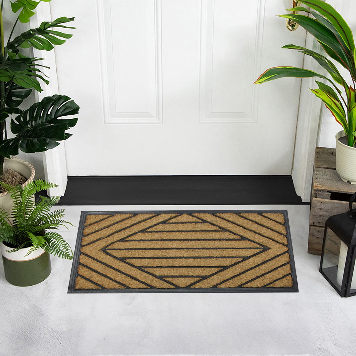  Northlight Black and Brown Diamond Pattern Doormat With Rubber Back 29 X 17 - Default Title - Bonton