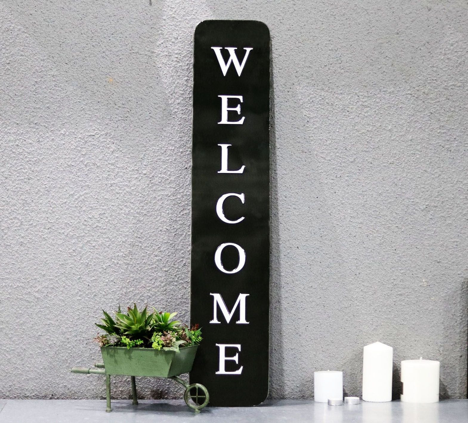  Paris Loft Welcome Embossed Metal Wall Sign - Black - Bonton