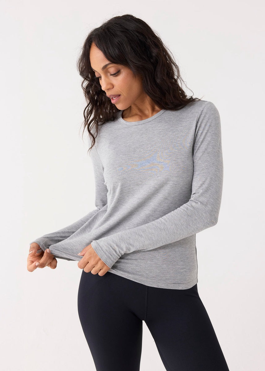  Cabana Life Grey Bamboo Long Sleeve Top - XS - Bonton