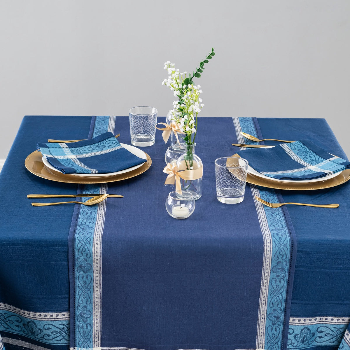  French Home Astra 20” X 68” Linen Table Runner – Shades of Blue - Default Title - Bonton