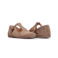 Suede Spectator T-band Shoes in Taupe