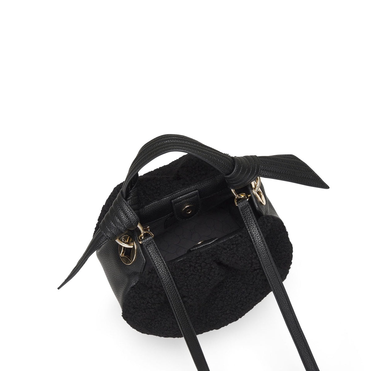  Oryany Selena Eco Fur Bucket - Medium Crossbody - Black - Bonton