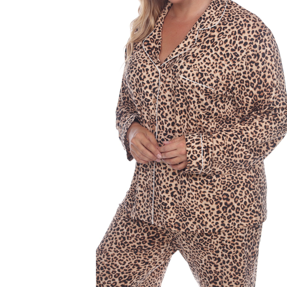  White Mark Plus Size Long Sleeve Pajama Set - 1X - Bonton