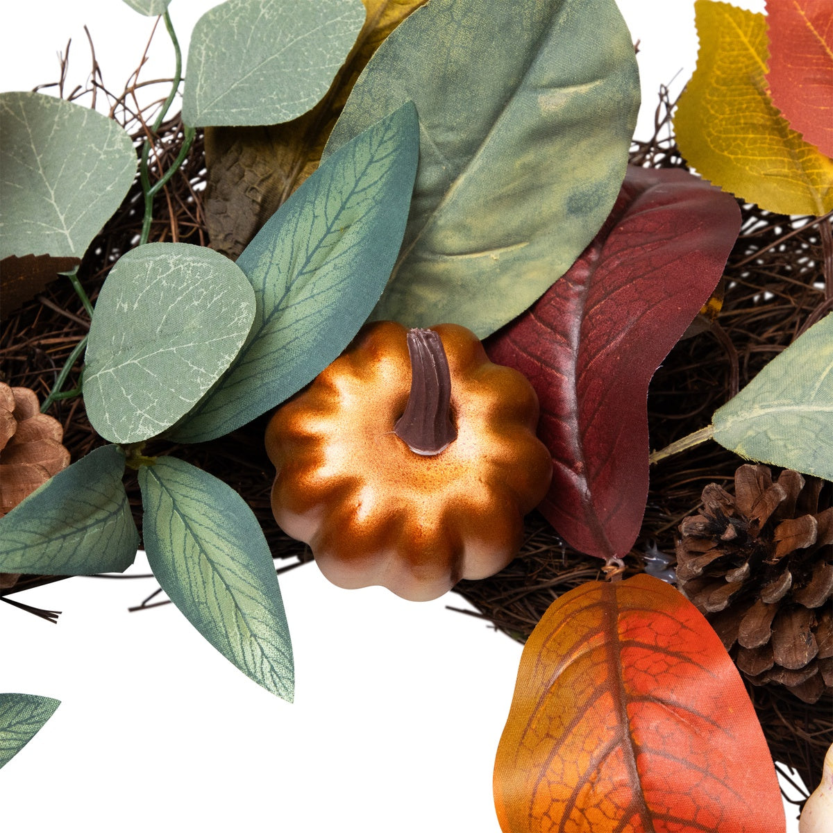  Northlight Pumpkin  Pinecone  and Gourd Artificial Fall Harvest Wreath  24-Inch  Unlit - Default Title - Bonton