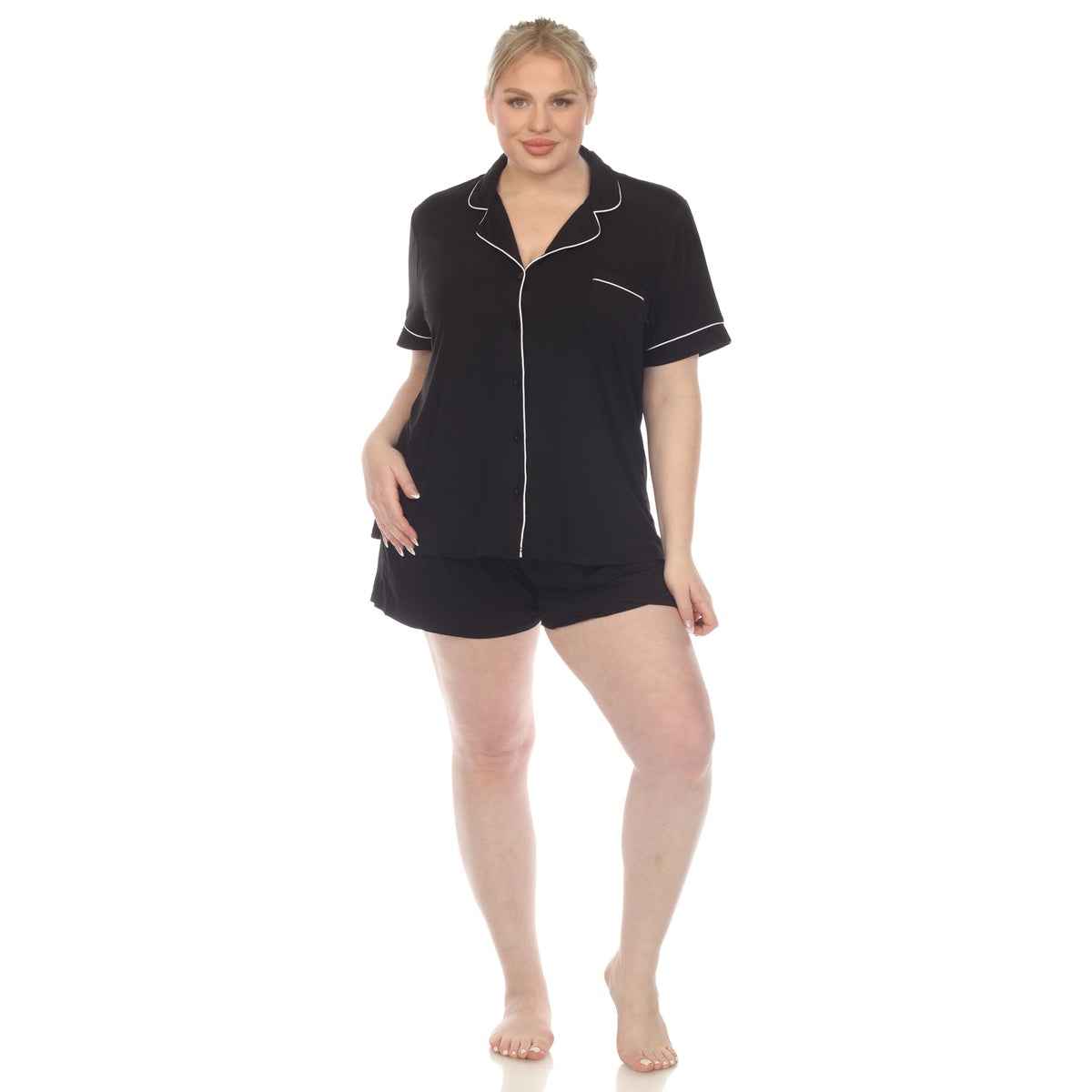  White Mark Plus Size Short Sleeve Bamboo Pajama Set - 1X - Bonton