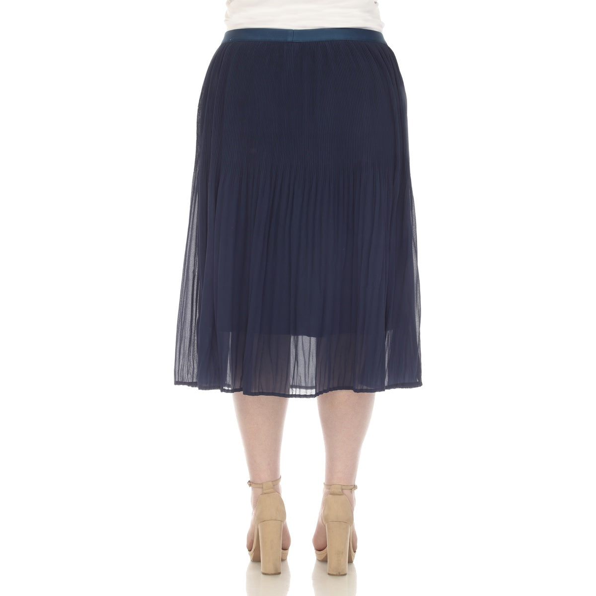  White Mark Plus Size Pleated Chiffon Midi Skirt - 3X - Bonton