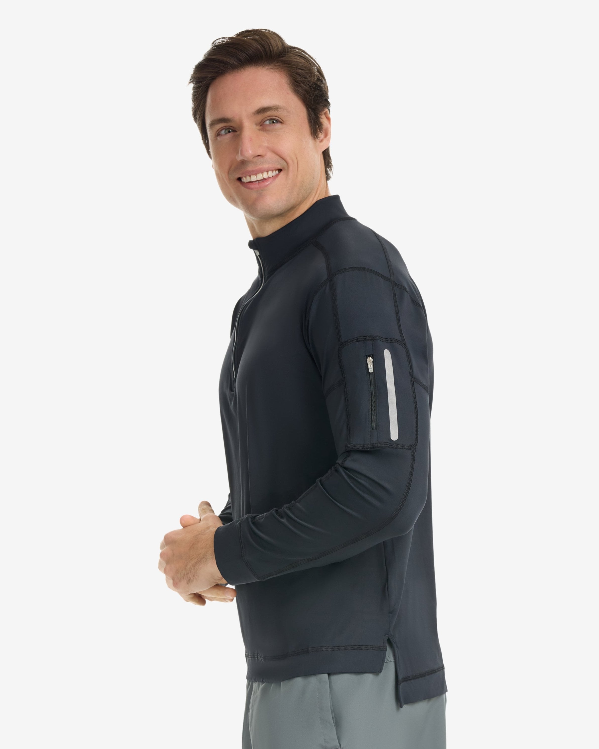  BloqUV MEN'S MOCK ZIP TOP (12001) - Black - Bonton