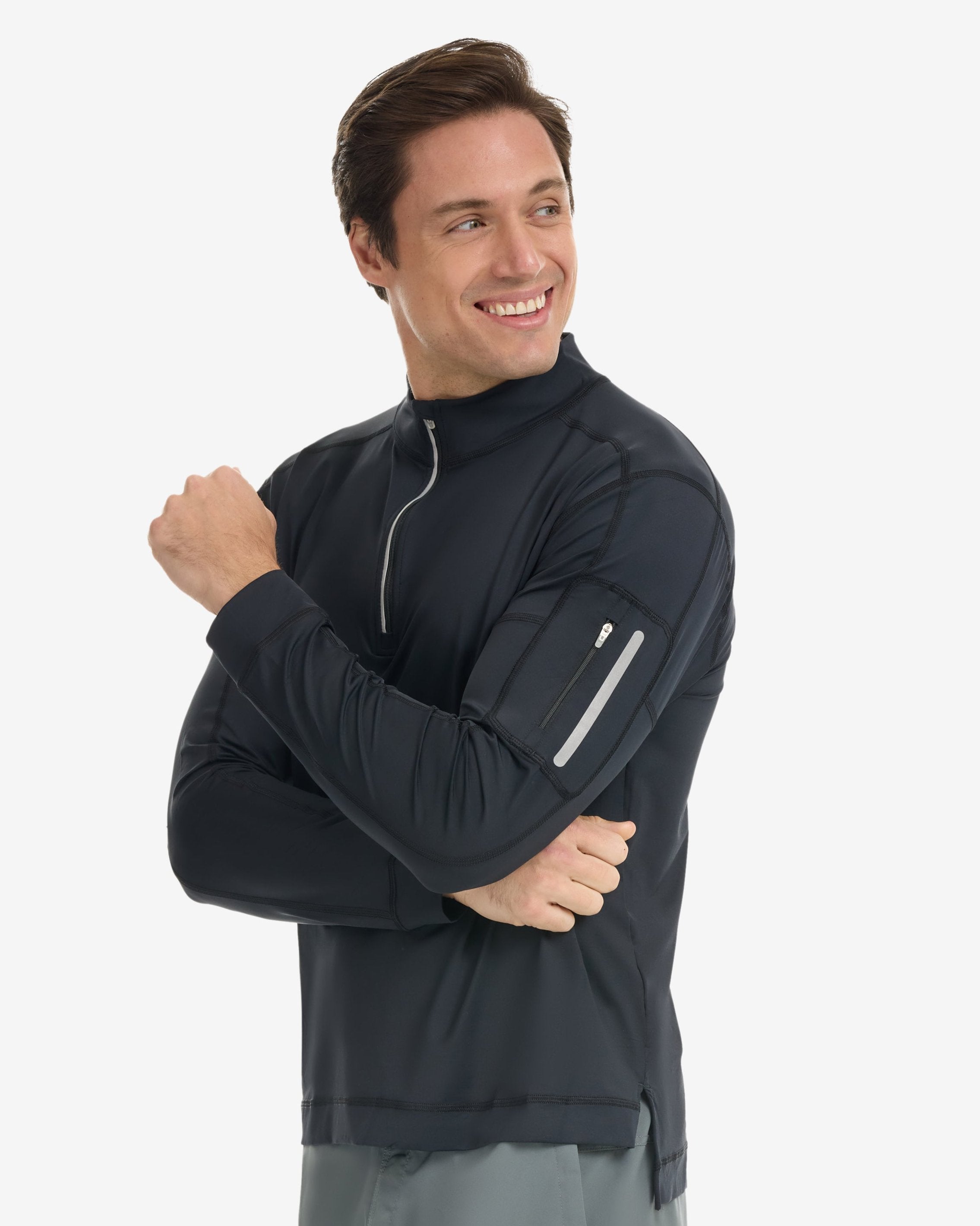  BloqUV MEN'S MOCK ZIP TOP (12001) - Black - Bonton