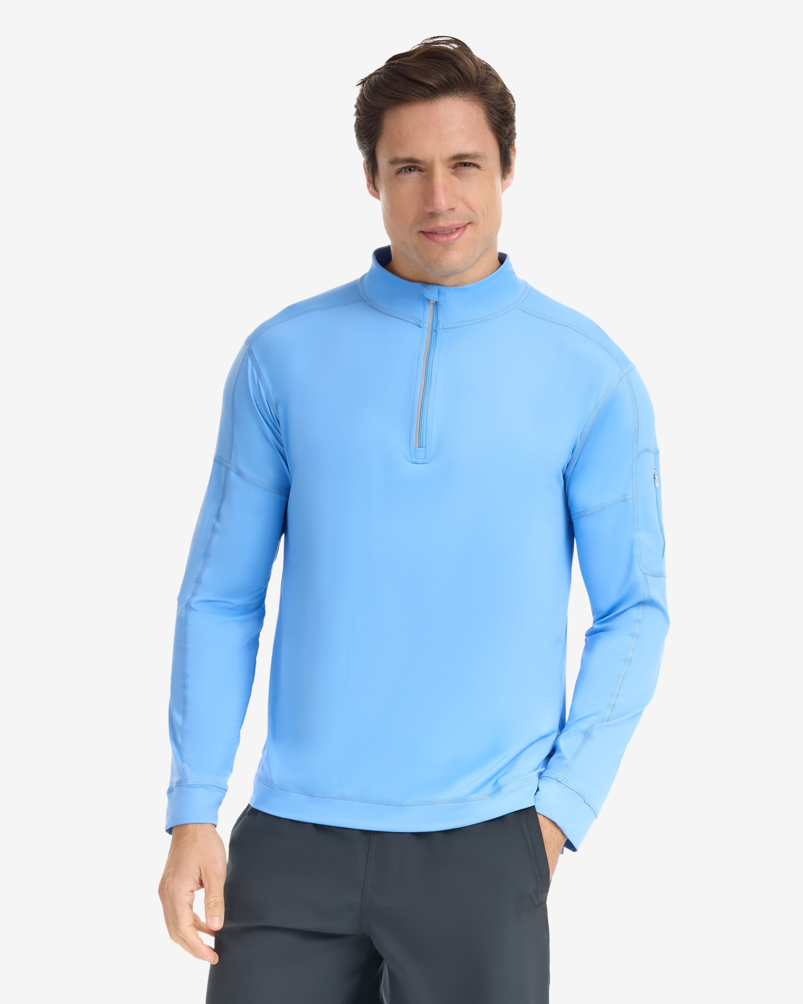  BloqUV MEN'S MOCK ZIP TOP (12001) - Black - Bonton
