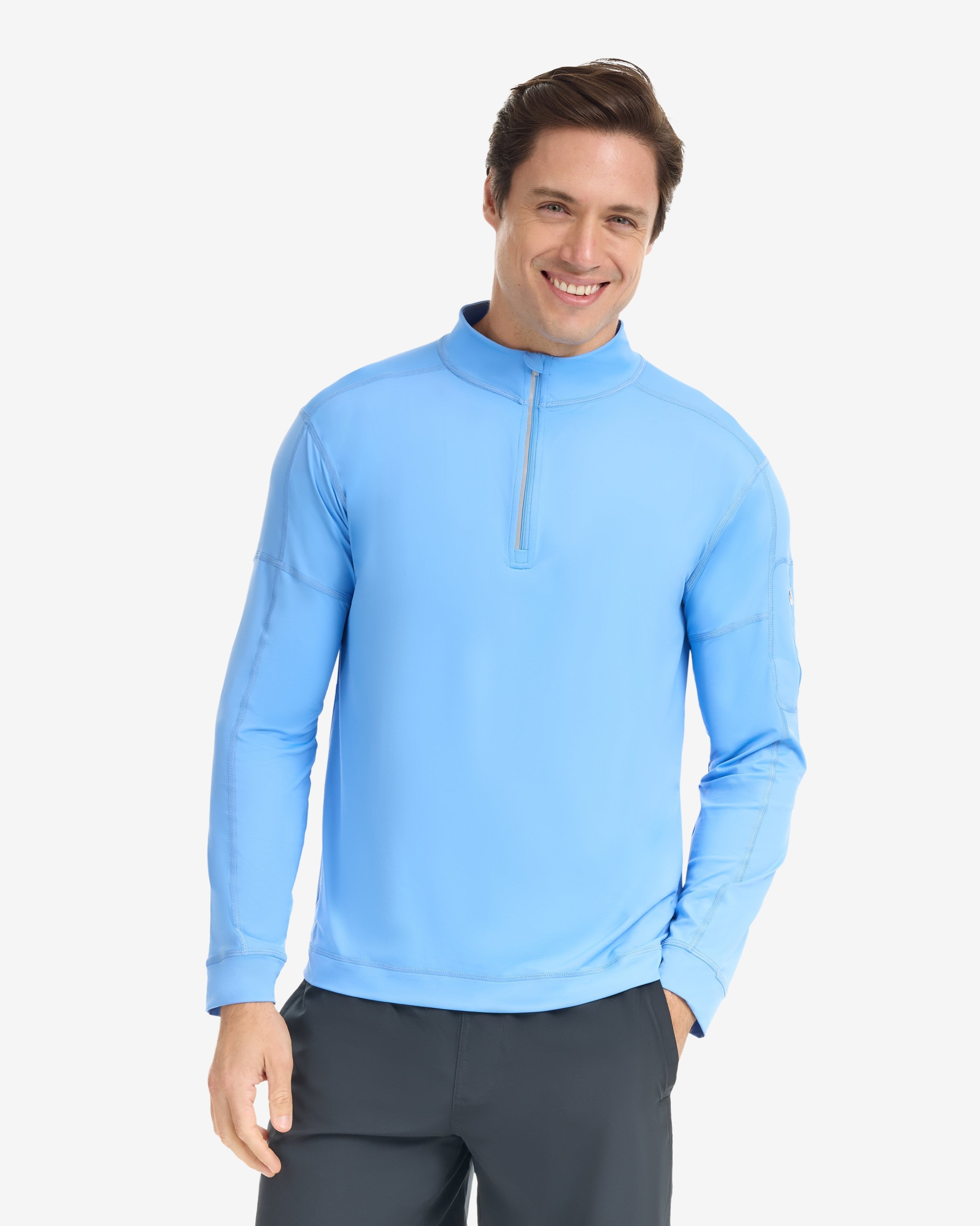  BloqUV MEN'S MOCK ZIP TOP (12001) - Black - Bonton