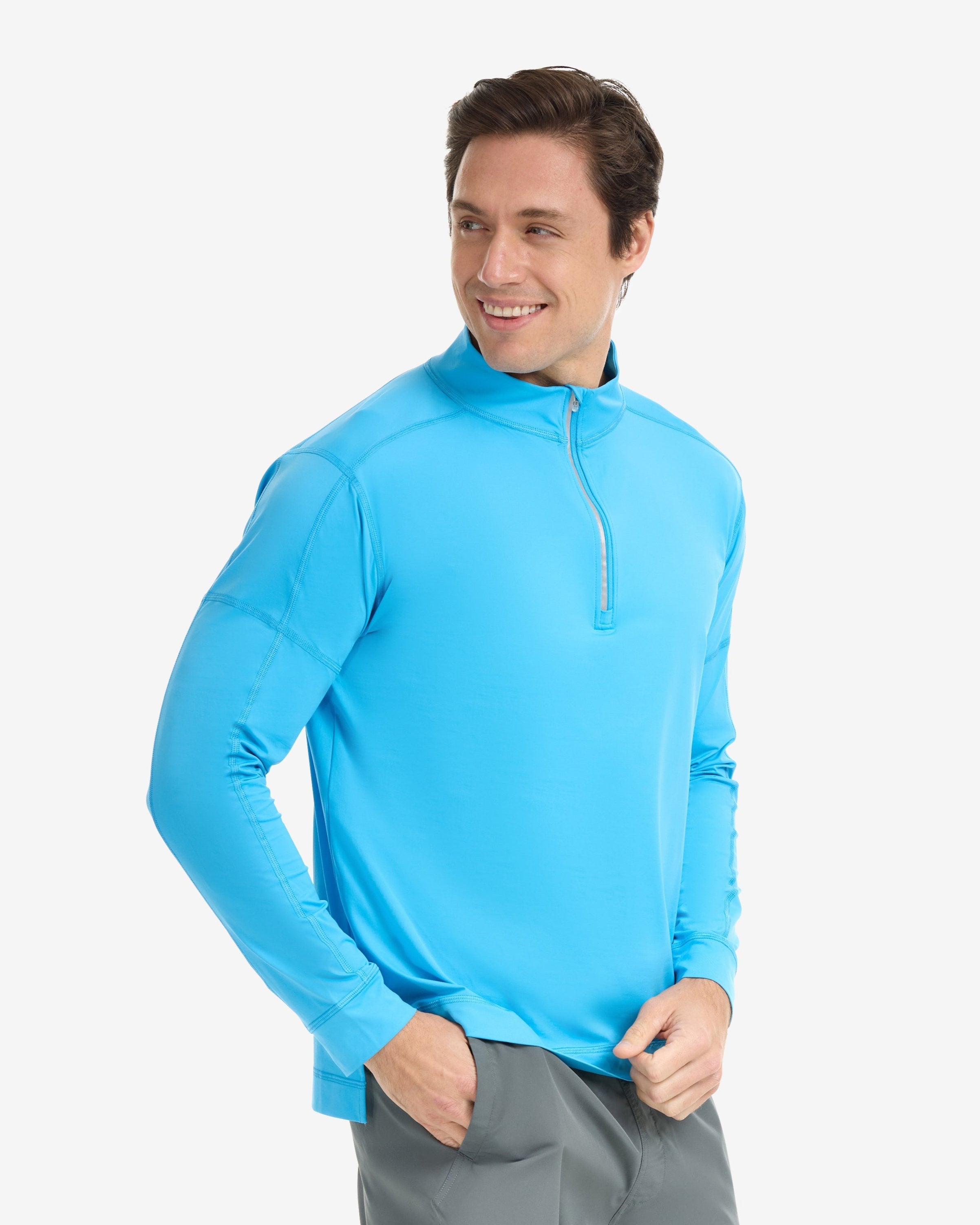  BloqUV MEN'S MOCK ZIP TOP (12001) - Black - Bonton