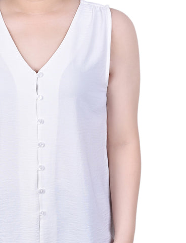 Sleeveless Button Front Blouse