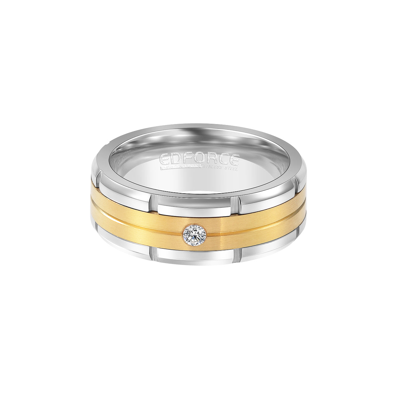  Gemesis Jewels by Edforce Men's Spinner CZ Ring with Stone - Blue - Bonton