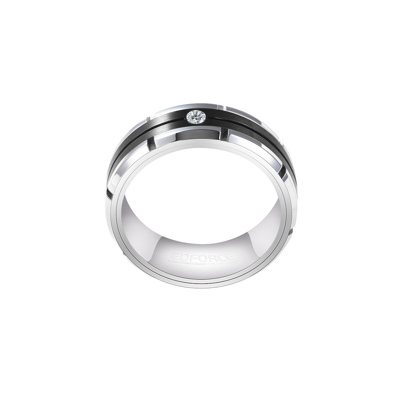  Gemesis Jewels by Edforce Men's Spinner CZ Ring with Stone - Blue - Bonton