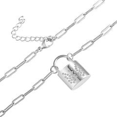 Butterfly Earrings and Chain Padlock Necklace Set