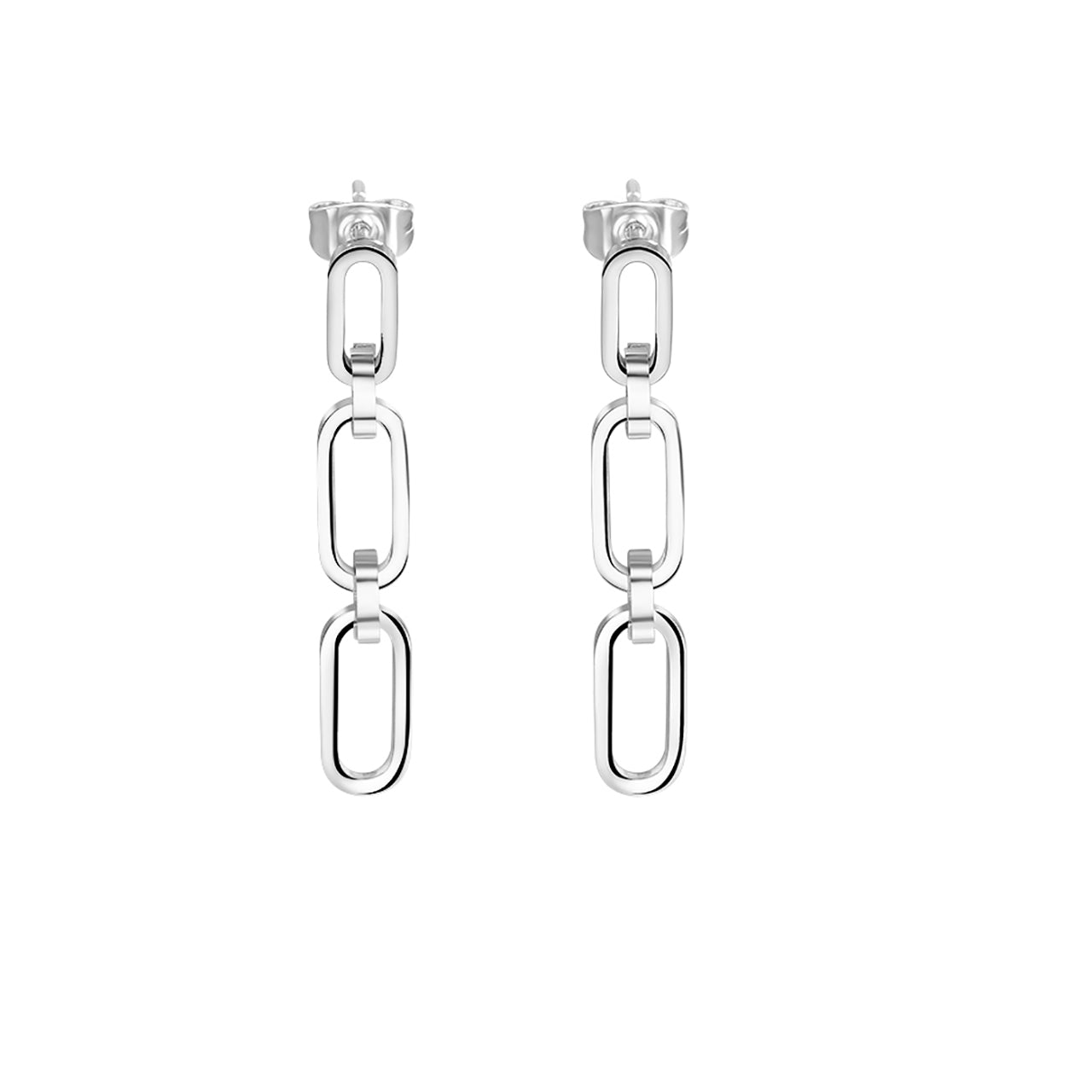  Gemesis Jewels by Edforce Link Chain Drop Earrings - Silver - Bonton