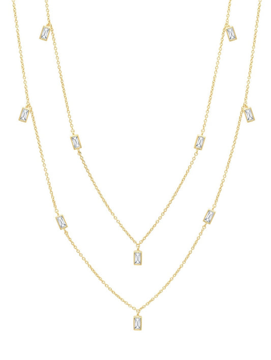 Prism Baguette 36" Necklace Finished in 18kt Yellow Gold