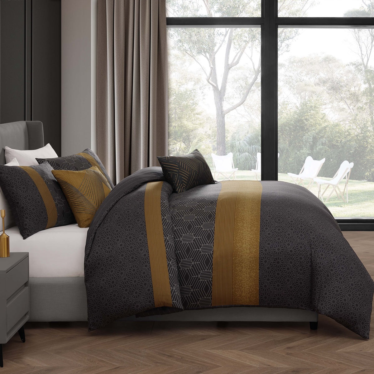  Bebejan Bebejan Golden Hex 5 Piece Reversible Comforter Set - QUEEN - Bonton