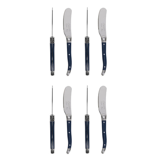 French Home Laguiole Set of 8 Spreaders With Navy Handles