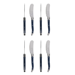 French Home Laguiole Set of 8 Spreaders With Navy Handles