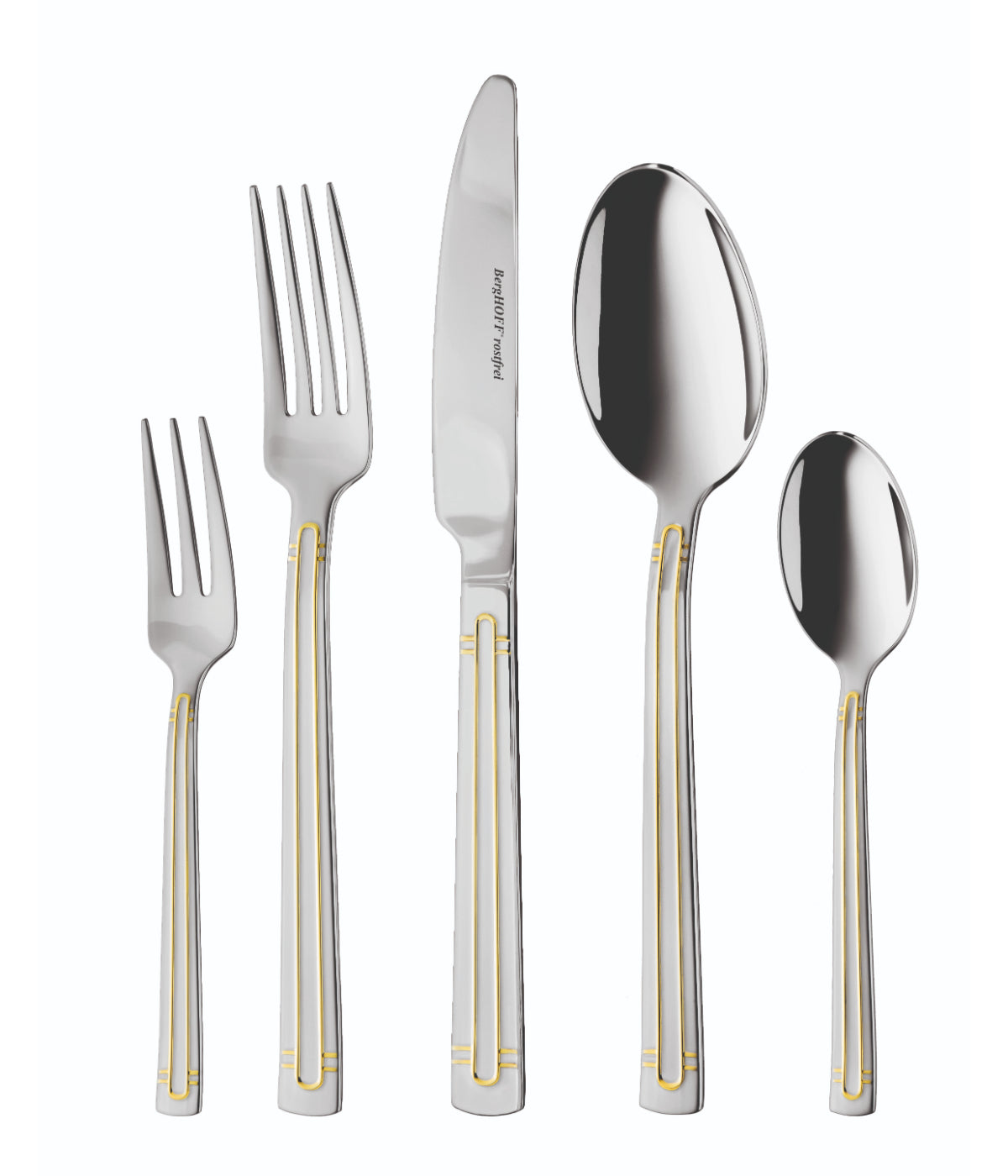  BergHOFF Essentials 18/10 Stainless Steel 30 Piece Flatware Set, Heritage - Silver - Bonton