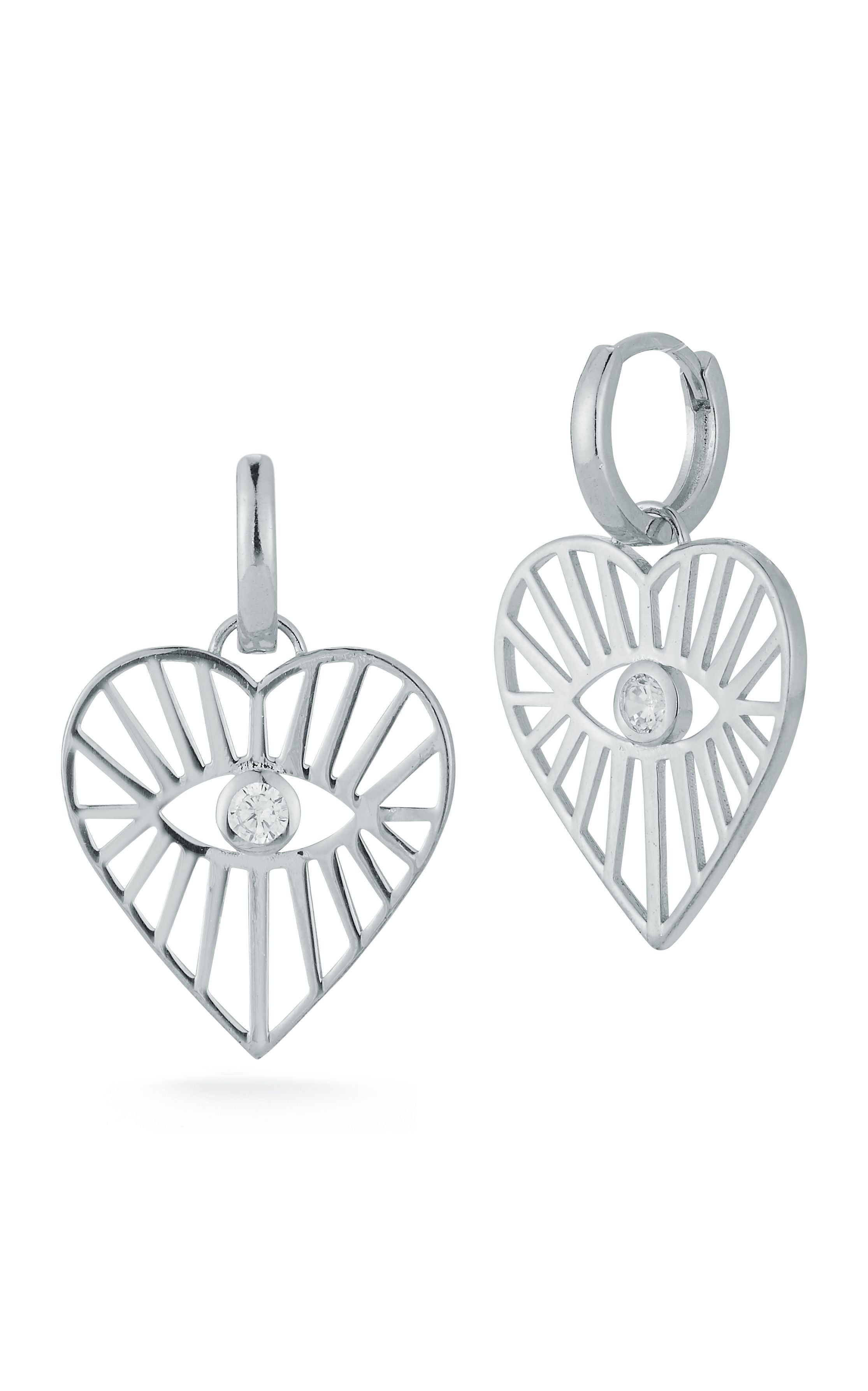  Relativity Heart X Evil Eye Statement Earrings 2 - Silver - Bonton