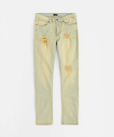 Skinny Rip and Repair Denim Pants - Light Blue
