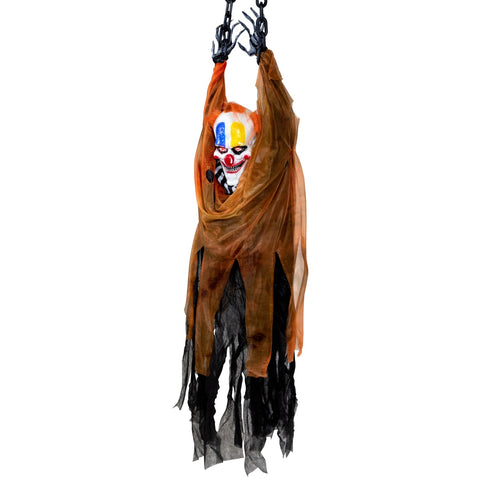 46" Animated Clown With LED Eyes Hanging Halloween Decoration