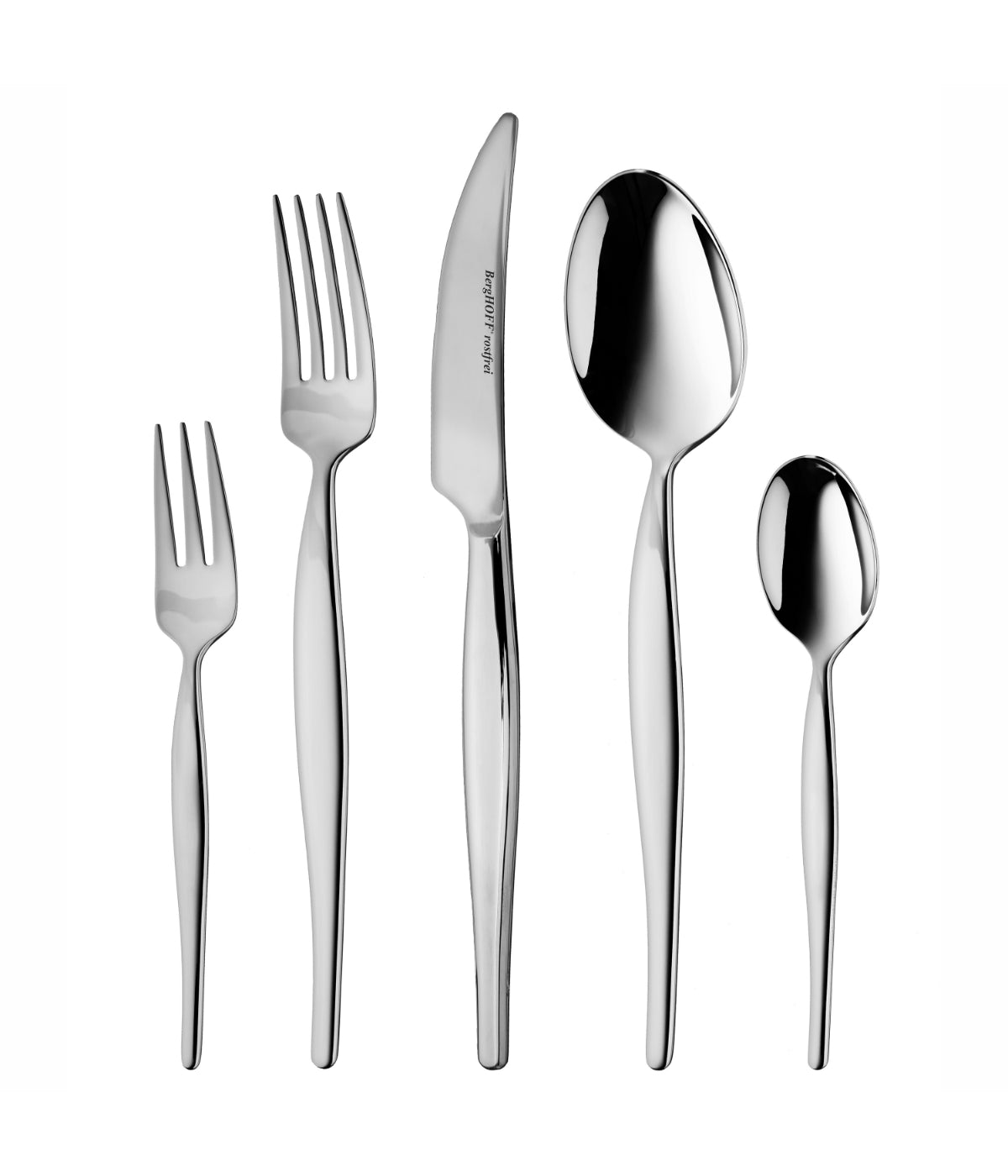  BergHOFF Essentials 18/10 Stainless Steel 72 Piece Flatware Set, Service for 12, Finesse - Silver - Bonton