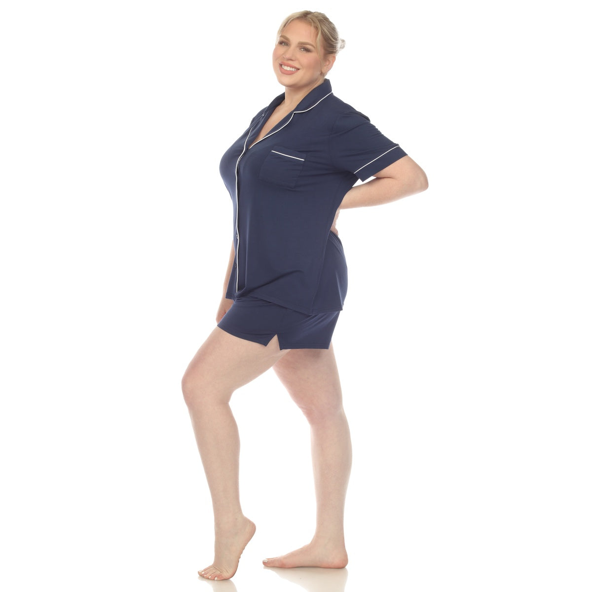  White Mark Plus Size Short Sleeve Bamboo Pajama Set - 1X - Bonton