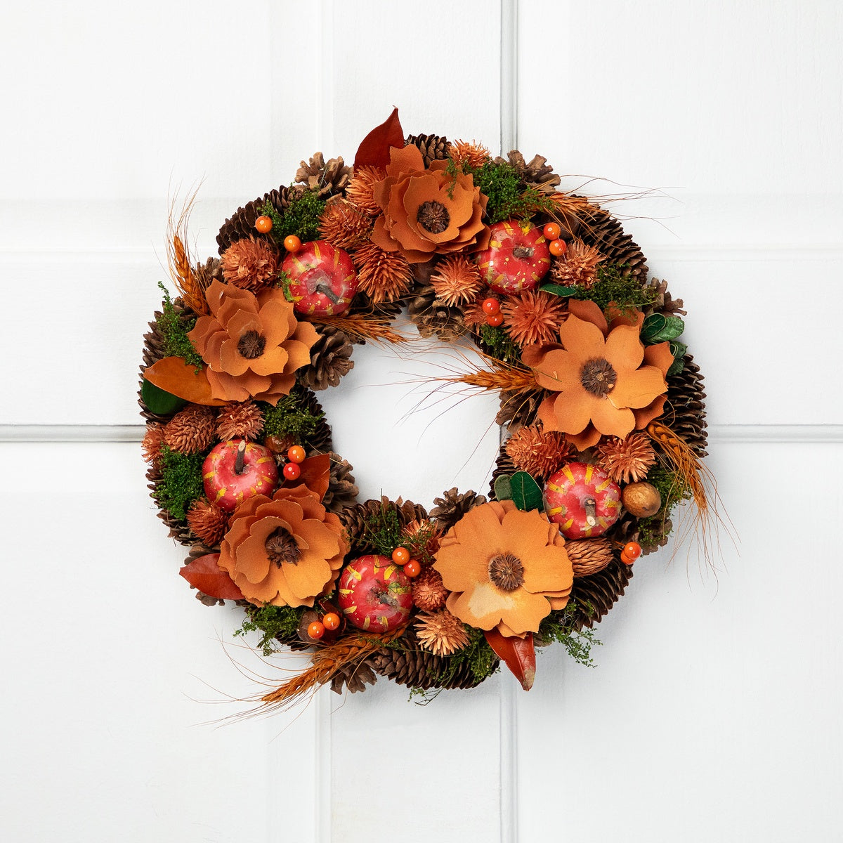  Northlight Flowers and Gourds Pine Cone Artificial Fall Harvest Wreath  13.25-Inch  Unlit - Default Title - Bonton