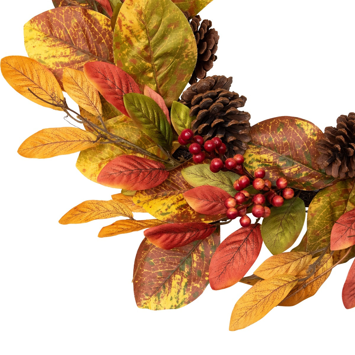  Northlight Leaves and Berries Twig Artificial Thanksgiving Wreath - 26-Inch  Unlit - Default Title - Bonton