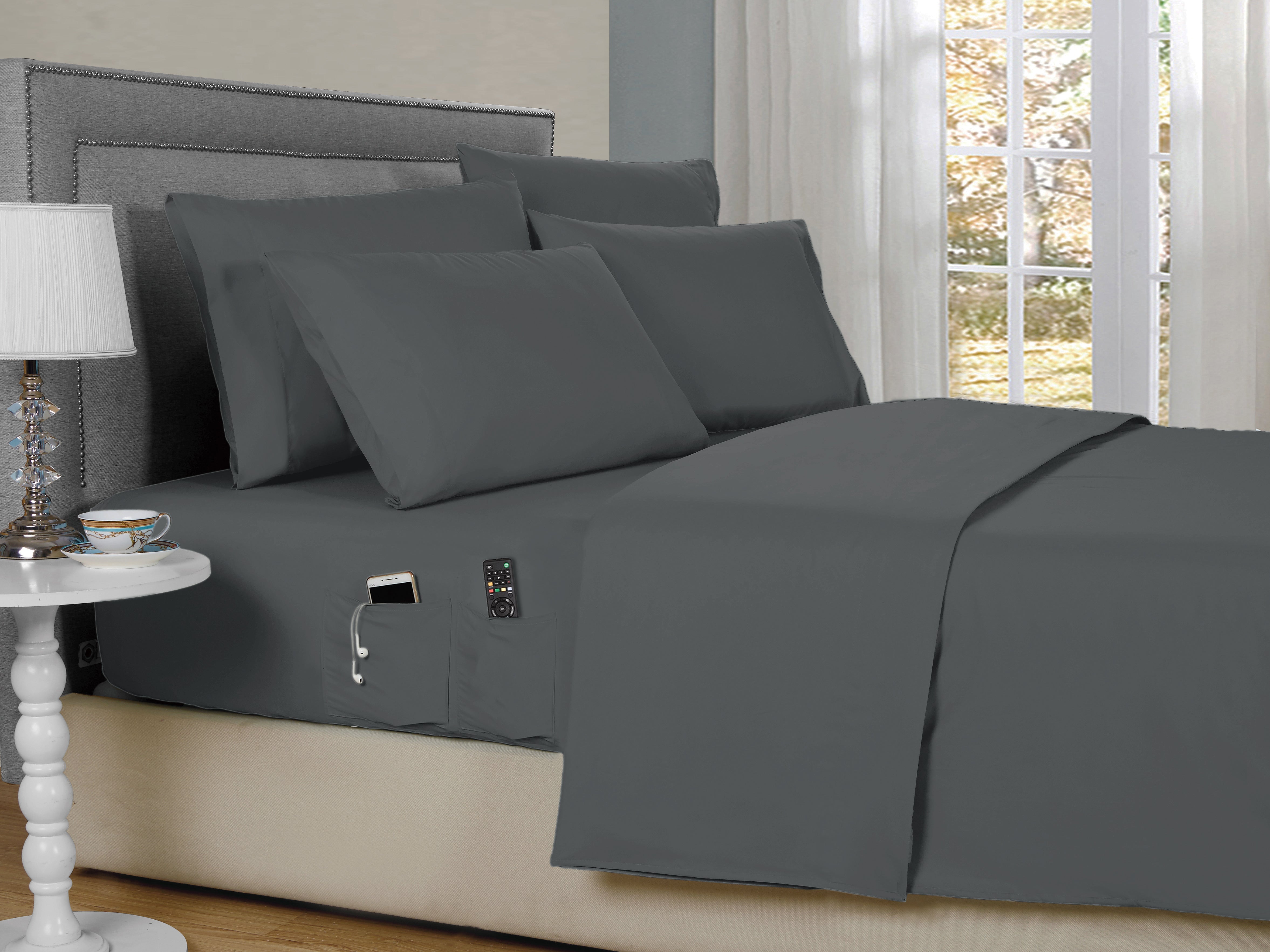  Kathy Ireland Home Kathy Ireland 6-Piece Smart Pocket Sheet Sets W/ Side Pocket - Twin XL - Bonton