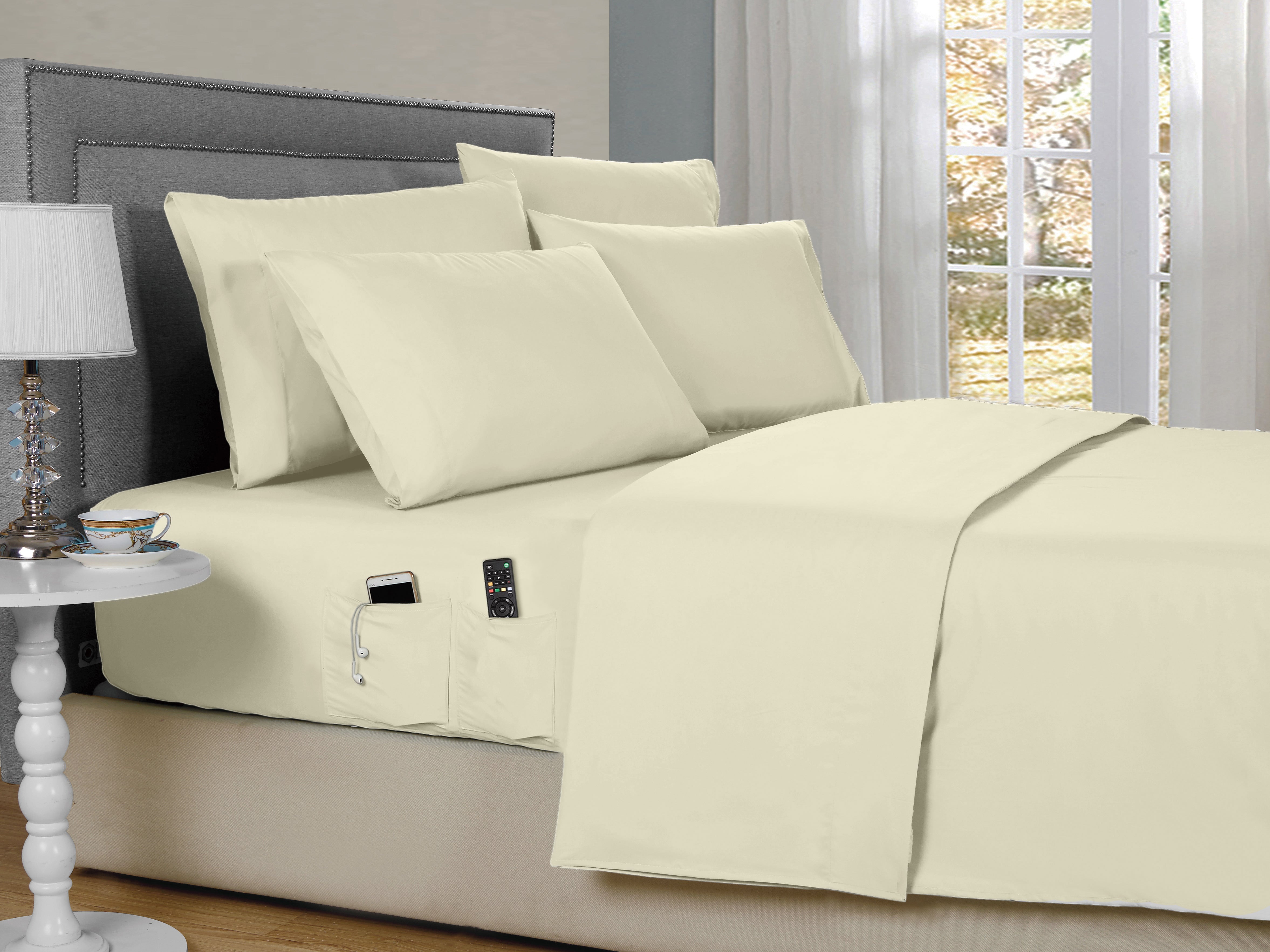  Kathy Ireland Home Kathy Ireland 6-Piece Smart Pocket Sheet Sets W/ Side Pocket - Twin XL - Bonton