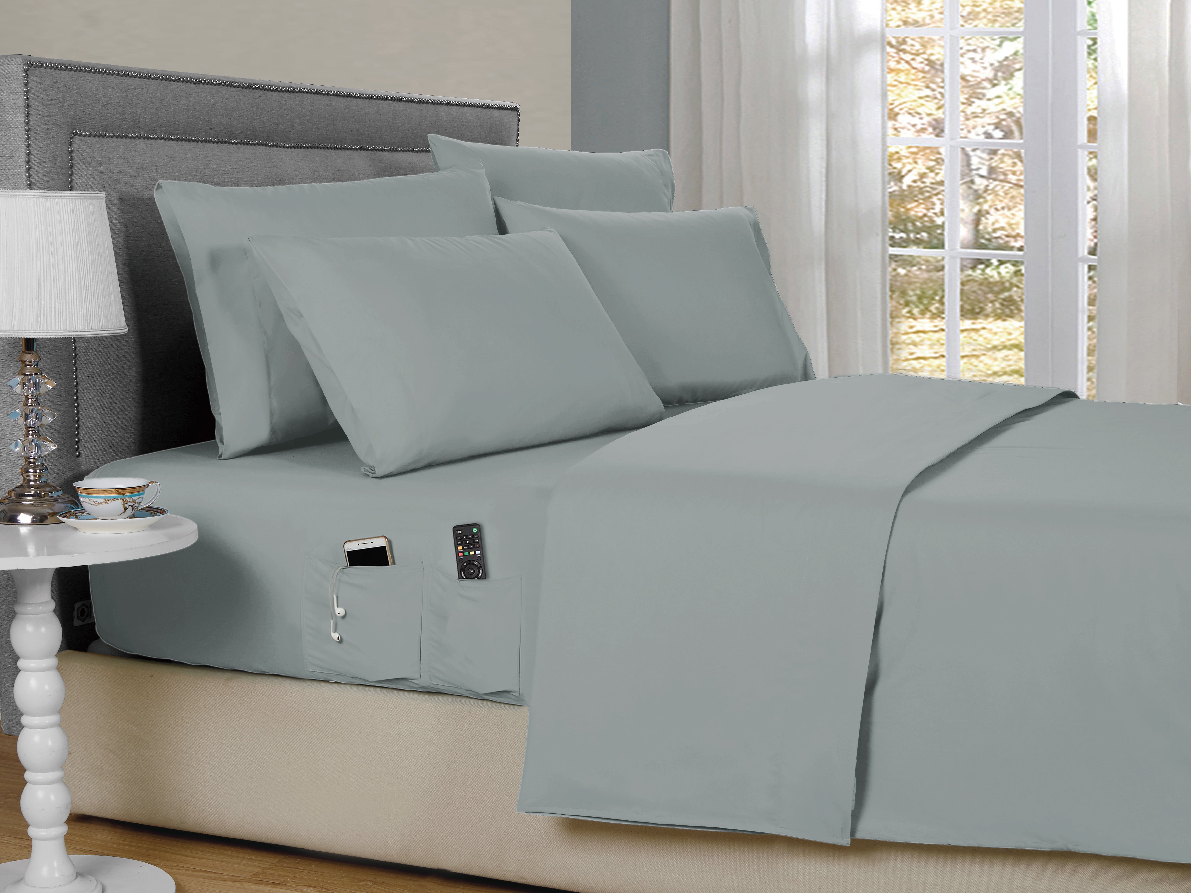  Kathy Ireland Home Kathy Ireland 6-Piece Smart Pocket Sheet Sets W/ Side Pocket - Twin XL - Bonton