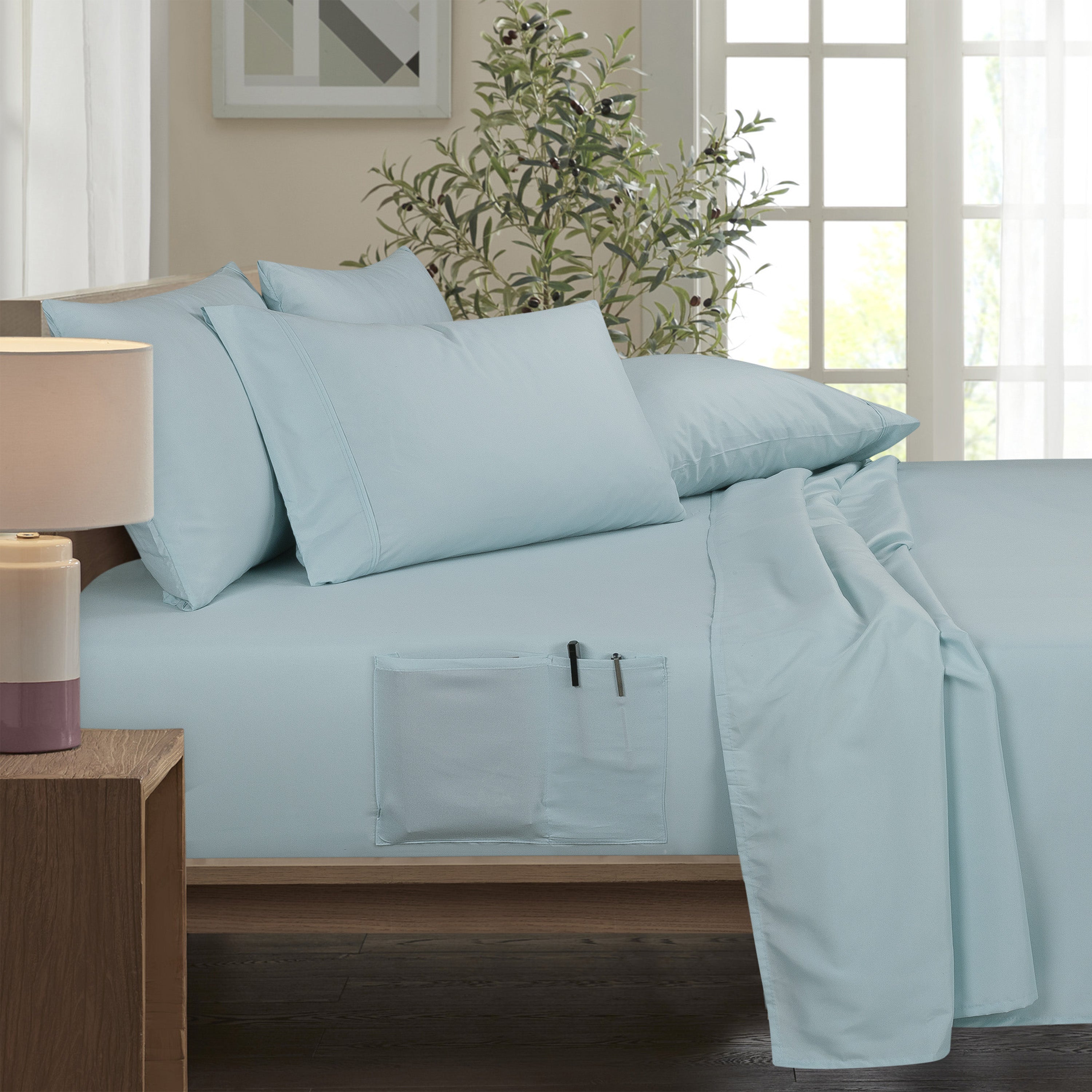  Bamboo Bamboo 6 Piece 1800 Thread Count Smart Pocket Ultra Soft Luxury Sheet Set - Full - Bonton