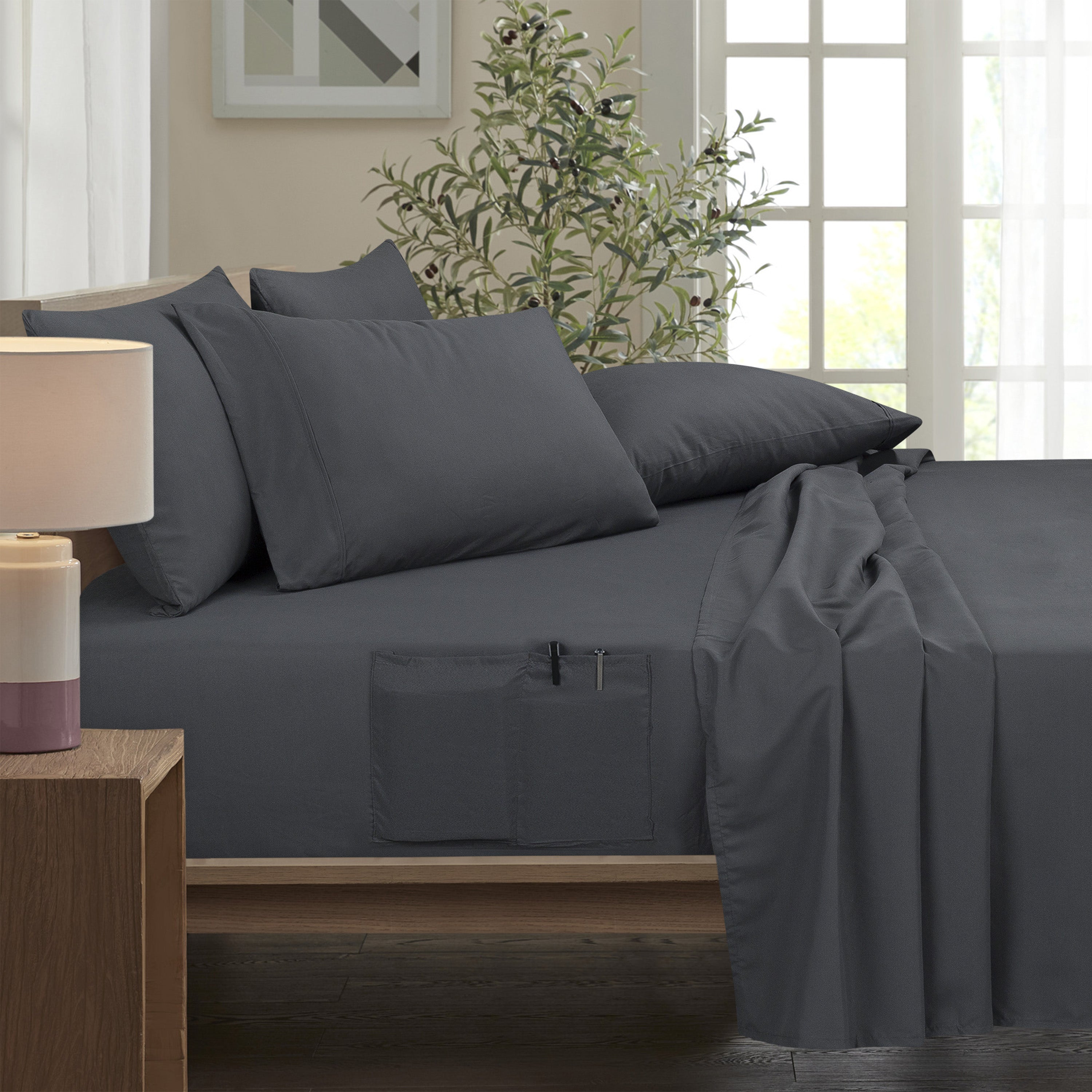  Bamboo Bamboo 6 Piece 1800 Thread Count Smart Pocket Ultra Soft Luxury Sheet Set - Full - Bonton