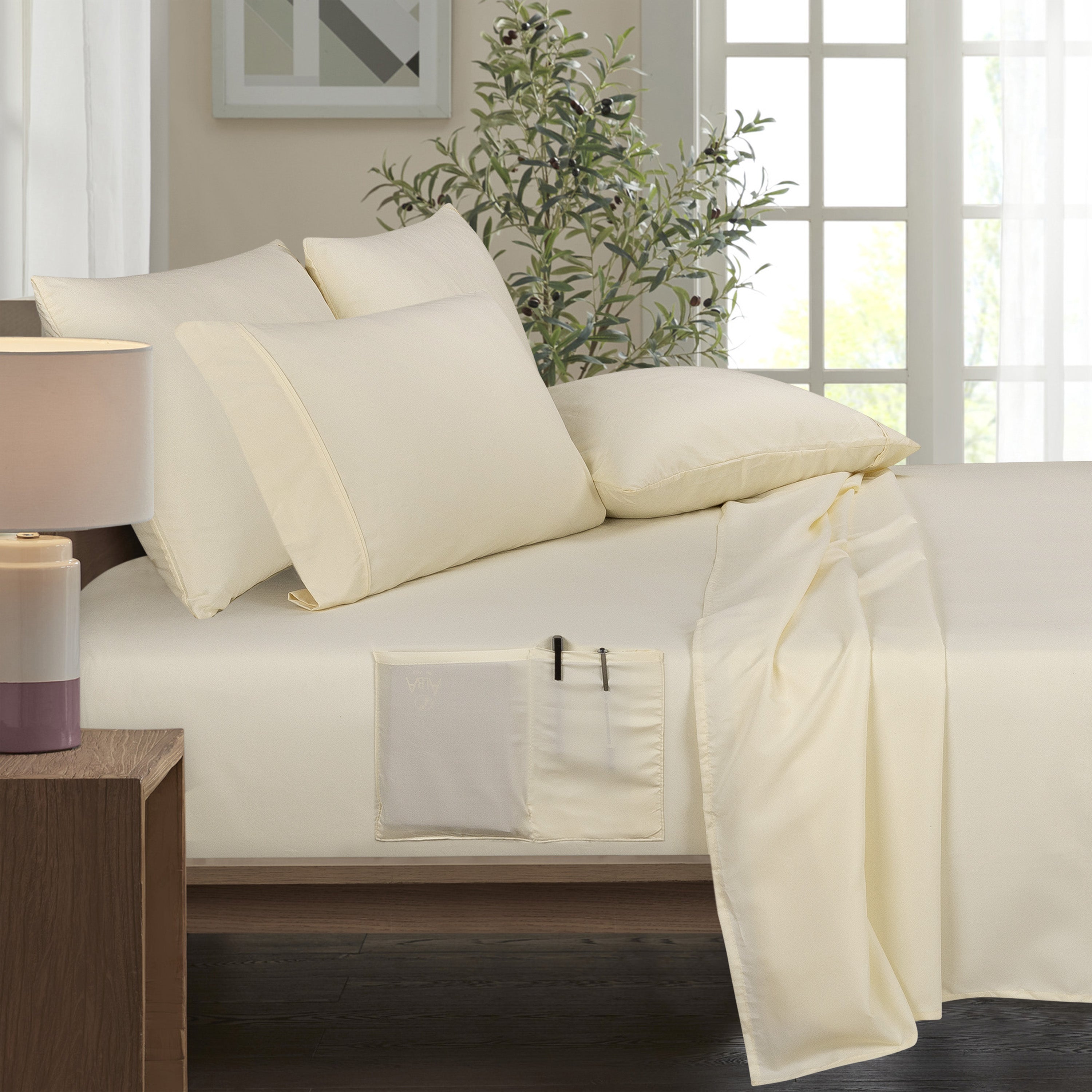  Bamboo Bamboo 6 Piece 1800 Thread Count Smart Pocket Ultra Soft Luxury Sheet Set - Full - Bonton