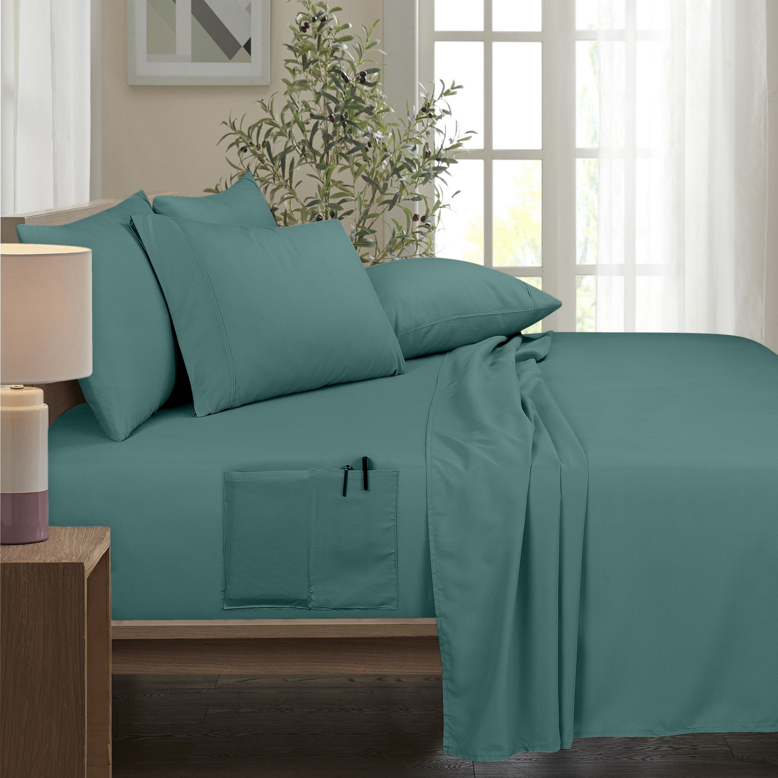  Bamboo Bamboo 6 Piece 1800 Thread Count Smart Pocket Ultra Soft Luxury Sheet Set - Full - Bonton