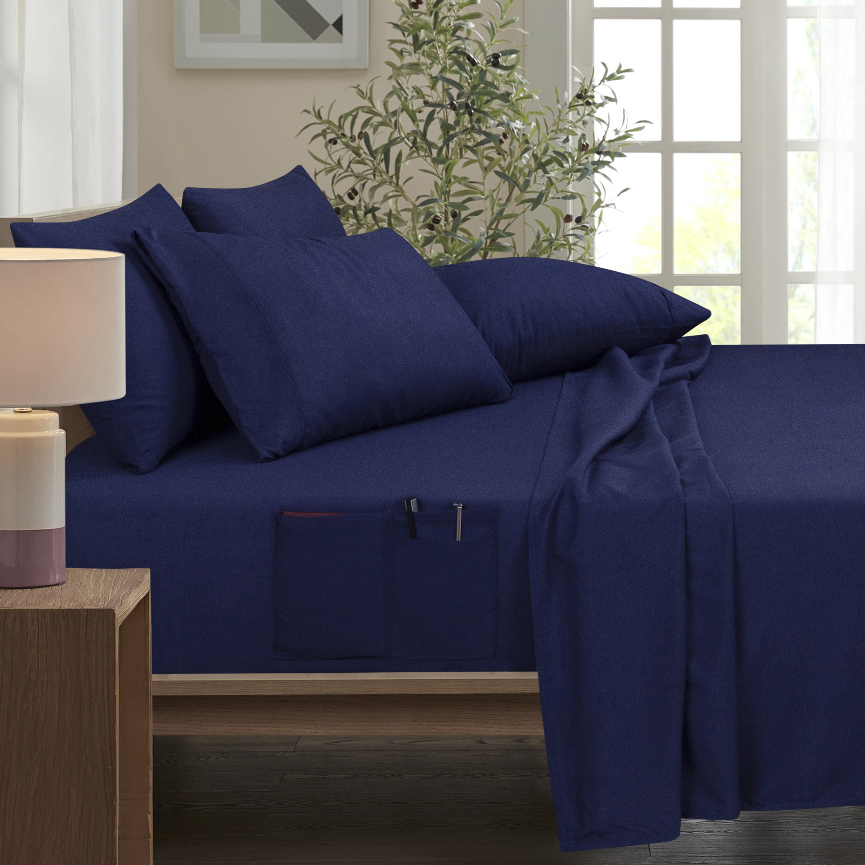  Bamboo Bamboo 6 Piece 1800 Thread Count Smart Pocket Ultra Soft Luxury Sheet Set - Full - Bonton