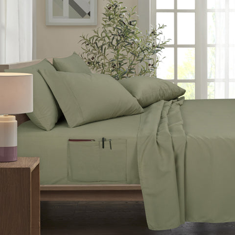 Bamboo 6 Piece 1800 Thread Count Smart Pocket Ultra Soft Luxury Sheet Set