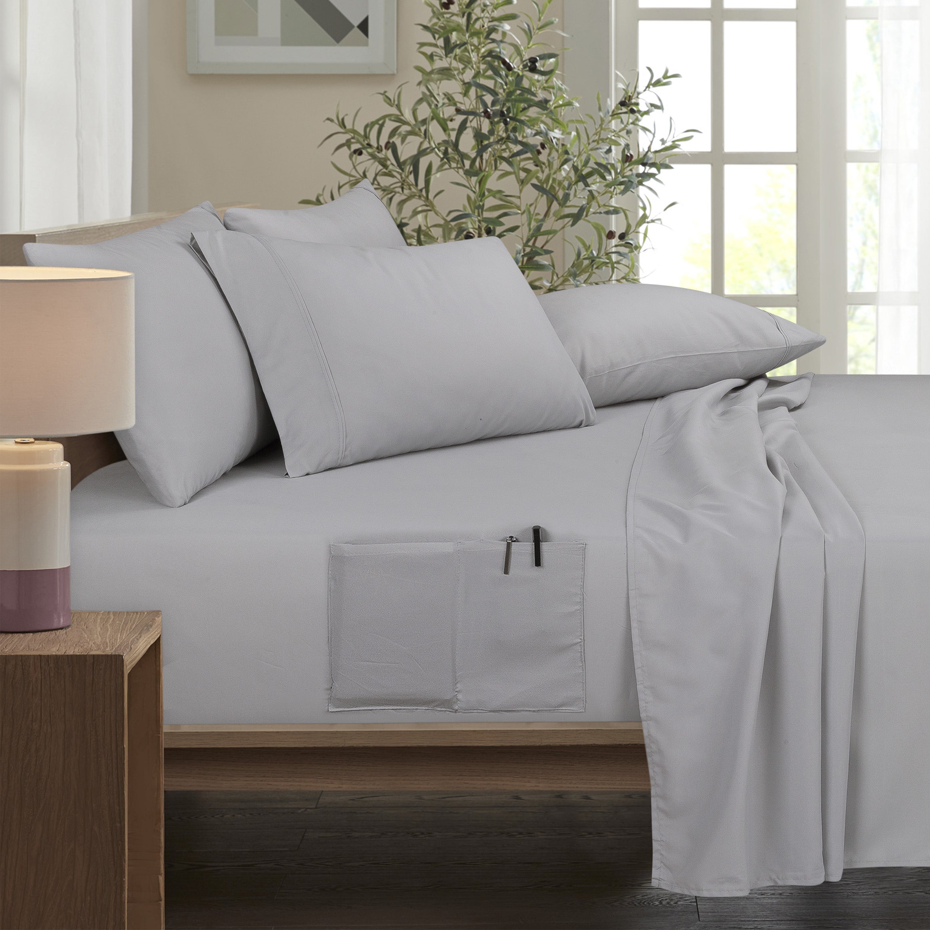  Bamboo Bamboo 6 Piece 1800 Thread Count Smart Pocket Ultra Soft Luxury Sheet Set - Full - Bonton