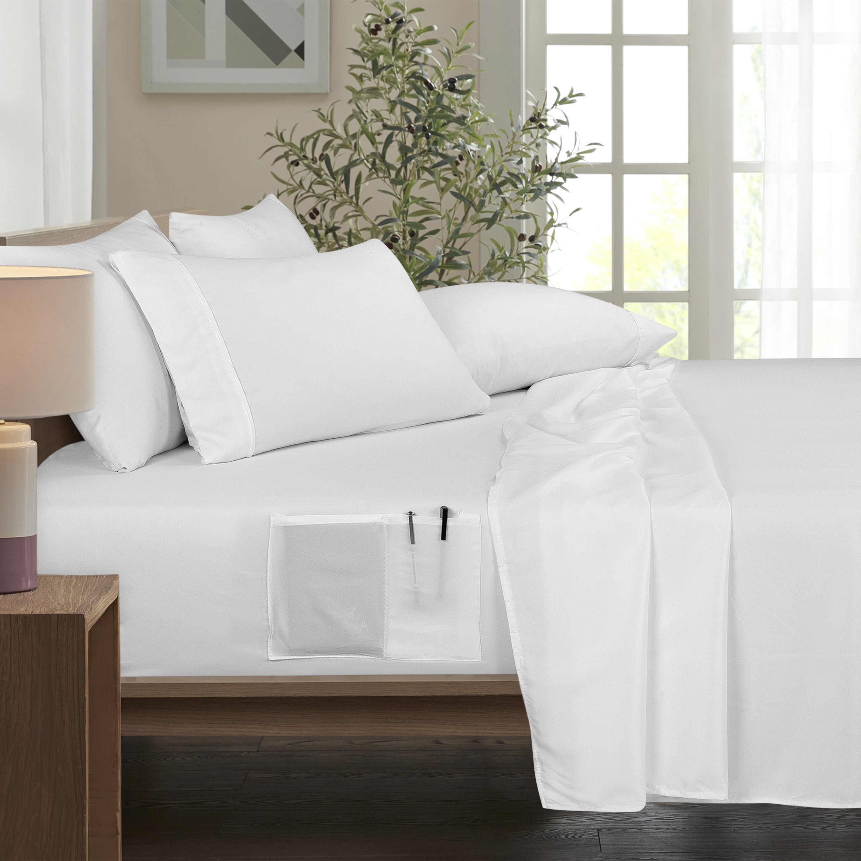  Bamboo Bamboo 6 Piece 1800 Thread Count Smart Pocket Ultra Soft Luxury Sheet Set - Full - Bonton